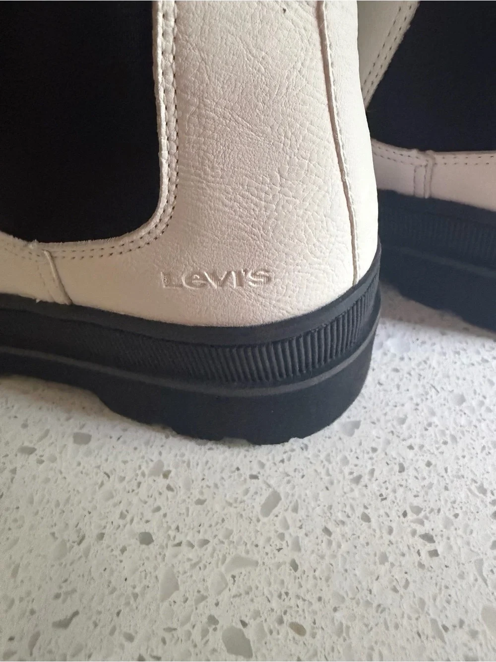Levi's White Chelsea Platform Ankle Boots with Black Panels